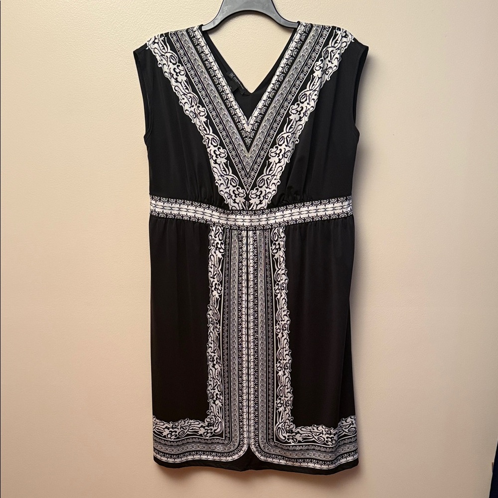 INC International Concepts Black Dress White Geometric Design size 1X NWOT Sale🎉